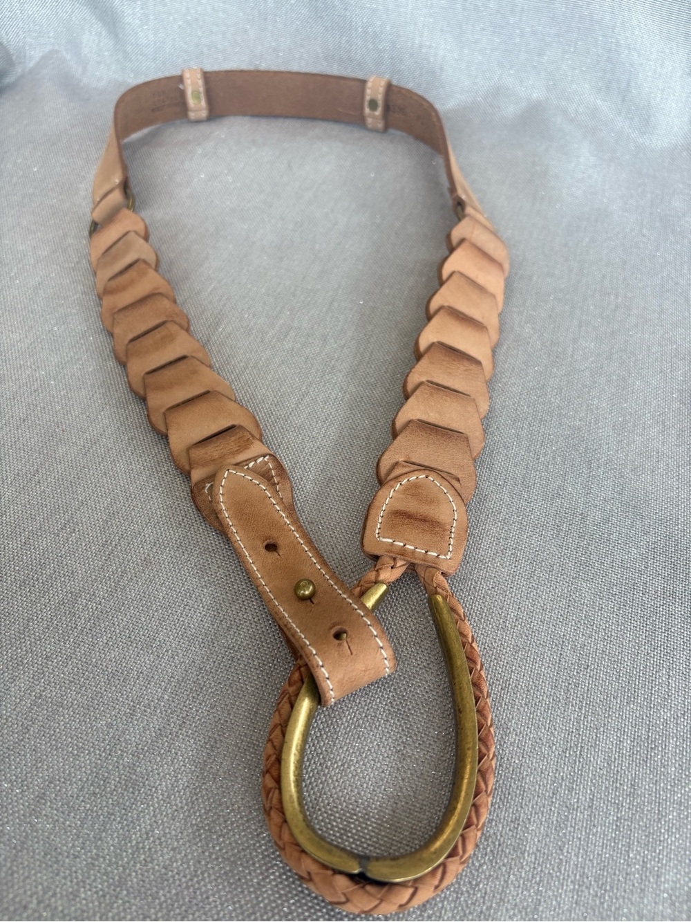 Braided Leather O-Ring Belt - Tan XL adjusts from 38 to 46